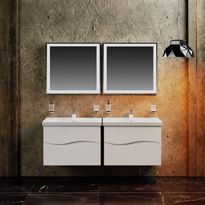 Tocador de baño individual con forma de onda