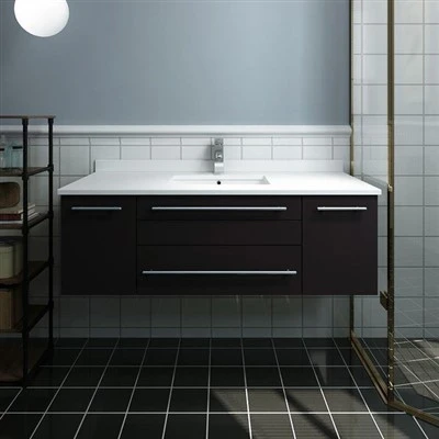 MUEBLE DE BAÑO MODERNO COLGADO EN LA PARED CON FREGADERO SUPERIOR Y DEBAJO