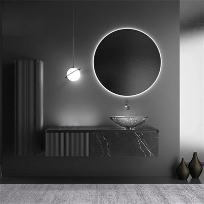 Tocador de baño de pared de lujo negro