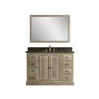Tocador de baño de madera flotante envejecida