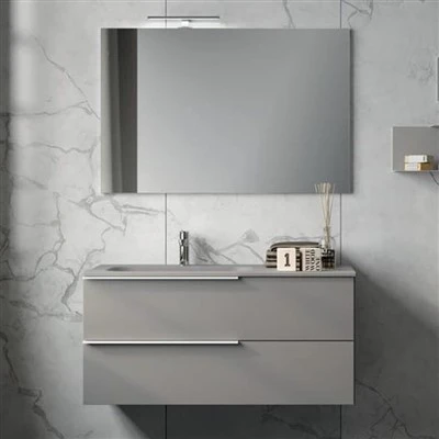 Mueble de baño moderno con pintura gris