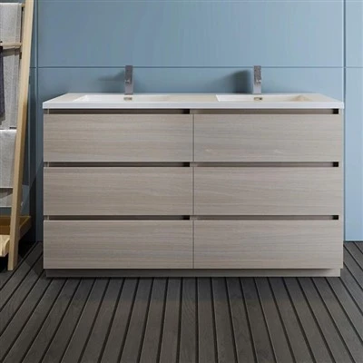 Tocador de baño de madera gris