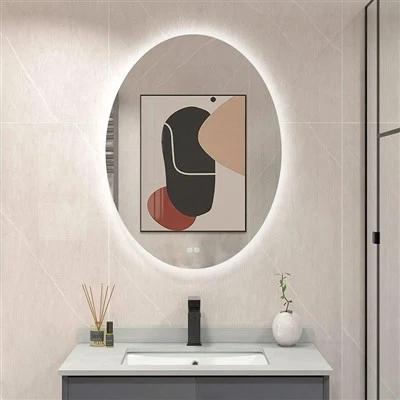 Espejo de baño LED retroiluminado ovalado