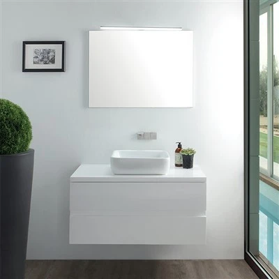 Mueble de baño moderno estriado blanco
