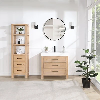 Tocador de baño independiente de madera