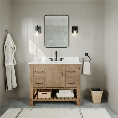 Tocador de baño antiguo de madera maciza de 42"