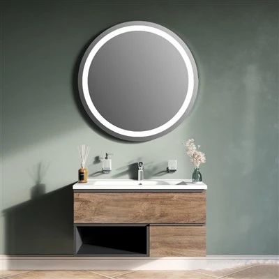 Tocador de baño moderno de pared con lavabo